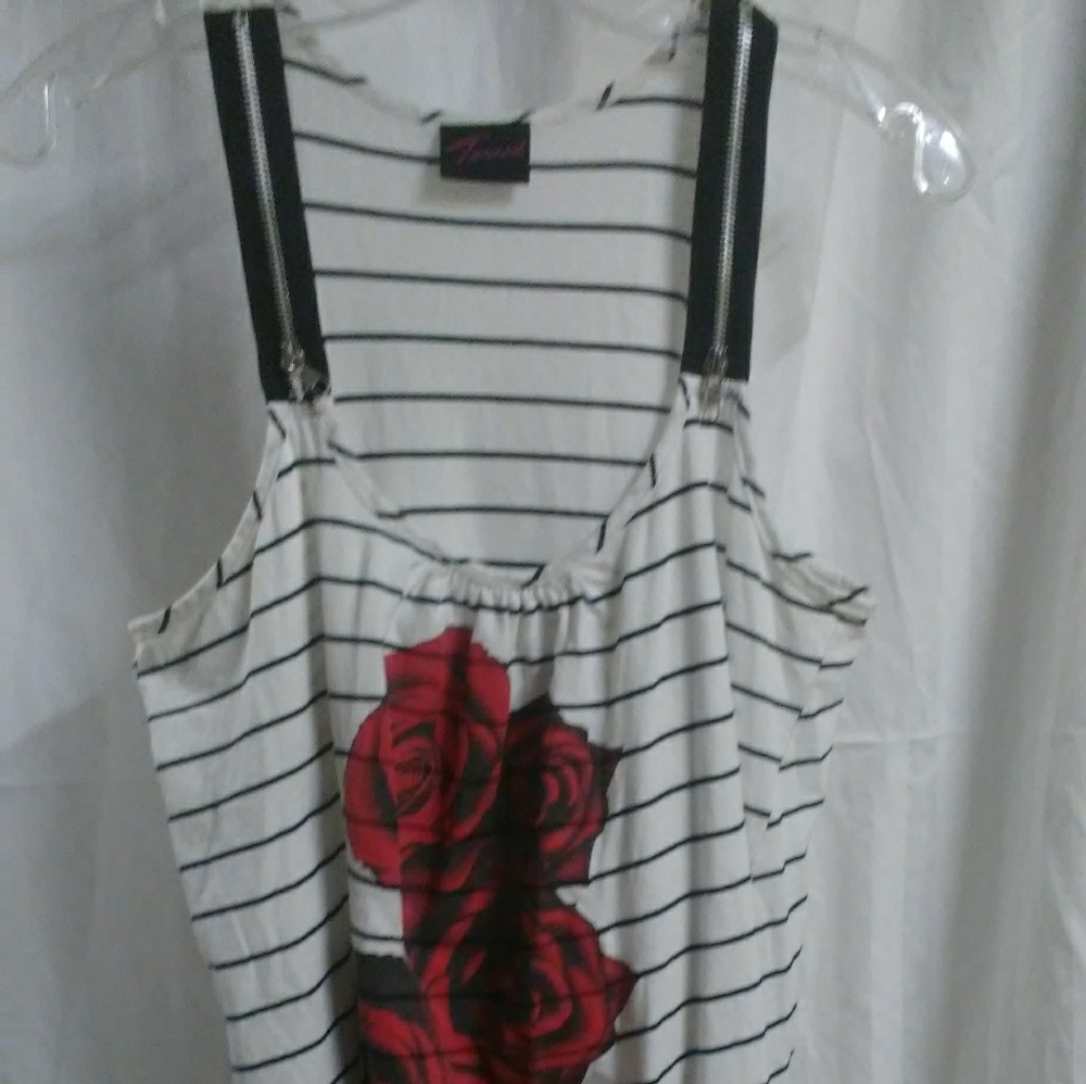STRIPED ZIPPER STRAPED TORRID ROSE TANK